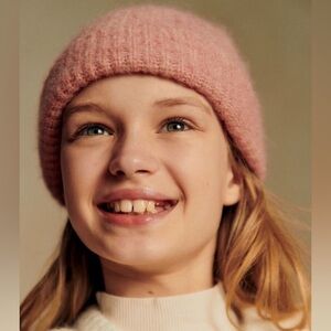 Petit Sezane Baby Alpaca Girls Pailin Beanie in Blush Pink